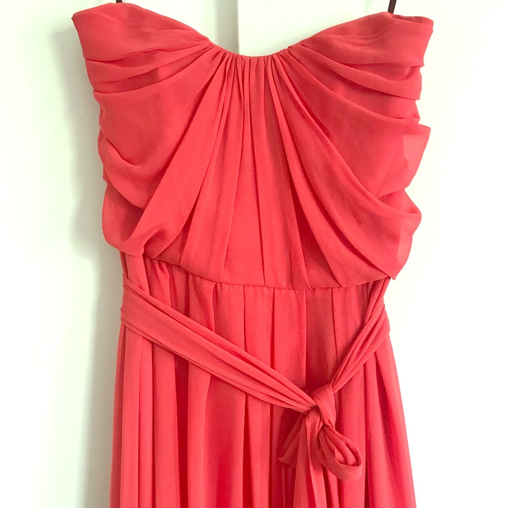 After Six Strapless Chiffon Dress in Burnt Orange